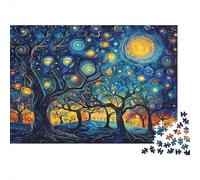 Árbol Nocturno Estrellado 1000 Piezas Stock De Cartas Premium Rompecabezas Conjunto Amantes De La Familia Divertido Juego Alivio del Estrés Decoración De Paredes 52x38cm/1000pcs