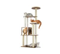 Feandrea Árbol para Gatos, Torre de Gatos 165 cm, 5 Postes para Arañar, Cojines Lavables y Desmontables, Plataforma, Cueva, Mueble de Interior, Marrón Rústico PCT166X01