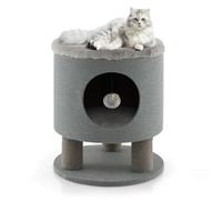 Árbol para gatos 40 x 40 x 47 cm con rascador robusto y bola colgante estilo moderno de madera gris 20_0020528
