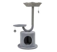 Árbol para gatos 50 x 50 x 106 cm con percha condominio y 2 bolas colgantes decorativas de metal, color gris 20_0019276
