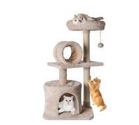 Árbol para Gatos 83cm de Altura, Torre de Juegos para Gatos con Nicho Anular y Nicho Cilíndrico, Postes de Sisal y Juguete de Pompón, Base Estable 43 * 33cm, Ideal para Gatos Pequeños/Jóvenes