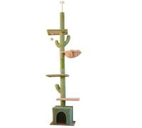 árbol para Gatos, Cama for Gatos Cerrada de Piso a Techo con Forma Cactus, Poste rascador, Plataforma Salto Varias Capas, condominio for