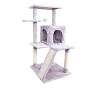 Árbol para Gatos Centro de Actividades con Varios Niveles Plataformas Elevadas Poste Rascador de Sisal Caseta de Descanso y Juguete Colgante Rascador Estable para Gatos (Gris Claro, 105x40x40cm)