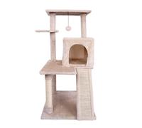Árbol para Gatos Centro de Actividades con Varios Niveles Plataformas Elevadas Poste Rascador de Sisal Caseta de Descanso y Juguete Colgante Rascador Estable para Gatos (Beige, 105x40x40cm)