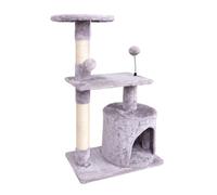 Árbol para Gatos Centro de Actividades con Varios Niveles Plataformas Elevadas Poste Rascador de Sisal Caseta de Descanso y Juguete Colgante Rascador Estable para Gatos (Gris Claro, 82x30x49cm)