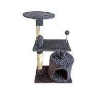 Árbol para Gatos Centro de Actividades con Varios Niveles Plataformas Elevadas Poste Rascador de Sisal Caseta de Descanso y Juguete Colgante Rascador Estable para Gatos (Gris Oscuro, 82x30x49cm)