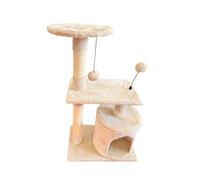 Árbol para Gatos Centro de Actividades con Varios Niveles Plataformas Elevadas Poste Rascador de Sisal Caseta de Descanso y Juguete Colgante Rascador Estable para Gatos (Beige, 82x30x49cm)