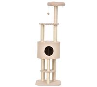 Árbol para gatos con nicho y plataformas 45 x 40 x 148 cm rascador Percha acolchada escandinava Moderno de Peluche Beige 21_0007638