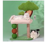 Árbol para gatos con postes de sisal en maceta, base rectangular gruesa, cama para gatos más ancha, multifuncional con tarjeta colgante de hierba gatera para gatos