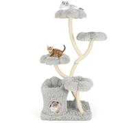 Árbol para gatos de 165 cm, varios niveles con condominio 2 en 1, confort y postes de raspar de sisal, color gris, 20_0010107