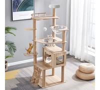 Árbol para Gatos de 170 cm para Adultos Grandes en Interiores, Torre de árbol para Gatos con condominio, escaleras, 2 Cuencos, 14 Postes rascadores de sisal, Percha Superior, con Cama de