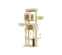 Árbol para Gatos de 175 cm con 2 Cuevas Hamaca Beige Arena