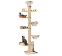 Árbol para gatos de altura ajustable de suelo a techo, torre de 7 niveles para gatos grandes con postes rascadores de cáñamo, moderno escalador y condominio para uso en interiores y exteriores
