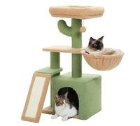 Árbol para Gatos De Interior con Forma De Cactus Grande, Torre Pequeña para Gatos De 32 Pulgadas con Rampa Rascadora De Sisal, Hamaca Acogedora Y Percha Superior Extraíble para Gatitos