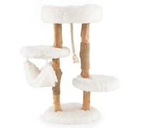 Árbol para gatos de madera, 41 x 41 x 87 cm, con diferentes zonas de descanso y rascador jugoso, estilo moderno, natural, color blanco 20_0019632