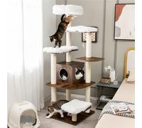 Árbol para Gatos de Múltiples Niveles para Interiores, para Gatos de 69 Pulgadas con Asiento de Peluche, , Plataformas y Postes de Sisal para Rascar