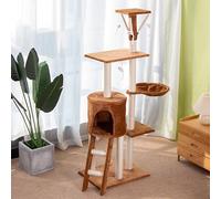 Árbol para Gatos de Varios Niveles, Marco de Escalada Suave para Rascar Gatos con Cama Ampliada, Soporte de Base Gruesa de Madera Resistente para Sala de Estar de Dormitorio Interior Coffee