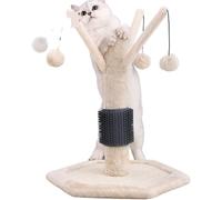 Árbol para gatos grandes, torre rascadora para gatos, pequeño marco de escalada para gatos, gatitos, juguete para gatos, árbol para gatos con cepillo para frotar gatos, polvos rascadores, visión de
