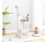 vidaXL Árbol para Gatos Madera Maciza de Pino Blanco 45,5x49x103 cm, Torre para Gatos, árbol para Gatos de Madera, Muebles para Gatos