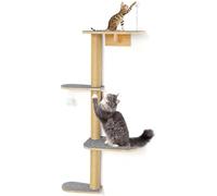 Árbol para gatos montado en la pared de 125 cm, poste rascador de 4 niveles, estantes de pared para gatos grandes con plataforma de fieltro antideslizante, adecuado para escalar, rascar y jugar