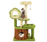 Árbol para gatos multinivel con condominio 100 x 55 x 40 cm rascador y juguetes de madera compuesta verde 20_0010163