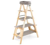 Árbol para gatos plegable para 5 niveles, 104 x 53,5 x 151 cm, con cojín extraíble en un diseño moderno de madera gris 20_0018327