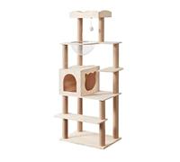 Árbol Para Gatos Poste Rascador Marco De Escalada De Gato De Madera Maciza Torre De Árbol De Gato Multifuncional Cuerda De Cáñamo Poste De Rascado De Gato Perchas De Gato Casa De Gato(40*60*147cm)