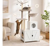 Árbol para gatos todo en uno de 150CM, para gatos de varios niveles con recinto para arenero, postes rascadores y perchas para gatos de interior