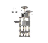 Árbol para Gatos XXL Torre de Gatos de 206 cm de Altura con 13 Poste Gris Claro