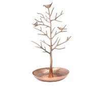 Árbol Para Joyas Soporte de exhibición pendiente árbol pájaro aleación Metal doble capa estilo artístico con forma sicomoro joyería(Bronze bird tree)