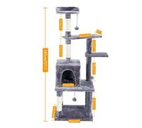 Árbol para trepar para gatos Árbol para gatos para mascotas, casa para gatos de varios pisos, bajo grande, barra de apoyo y hamaca, marco para trepar para gatos, muebles para casa para gatos adecuados