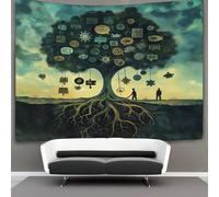 Árbol que representa el crecimiento personal y la reconciliación Decoraciones Tapiz Para Colgar Símbolo de conocimiento y comprensión Impresión 3D Manta Pared Póster Ideal Como Decoración De Habi