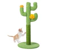 Árbol rascador de cactus para gatos, árbol vertical para gatos | Poste rascador cubierto de sisal, rascador interactivo para gatitos con 3 postes rascadores | Torre de juego para gatos de interior