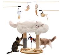 Árbol rascador para Gatos 15 en 1 con Plataforma de Bola giratoria, Plataforma de Felpa de 40 x 30 cm, rascador para Gatos, 2 Bolas de Hierba gatera, 5 Juguetes interactivos para Gatos