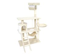 Árbol rascador para Gatos Beige/Blanco 141 cm con Plataformas y Cueva Poste de sisal para Escalar