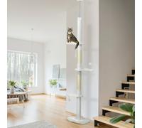 PawHut Árbol Gatos de Suelo a Techo 225-255 cm Plataforma Forma Nube Blanco