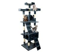 Mobiclinic, Rascador árbol para Gato, Modelo tom, Grande, Escalar, 4 Alturas, Soporta hasta 10 kg, con Plataformas y refugios, Juguete desestresante, Cuerda de sisal, Gris