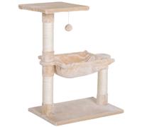 PawHut - Árbol para Gatos con 3 rascadores sisal Natural, Plataforma Hamaca y Bola Colgante Dim. 50 x 36 x 70 cm, Peluche Corto, Color Beige
