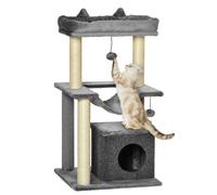 Árbol rascador para gatos PawHut de 90 cm con hamaca, poste rascador de sisal y felpa BLANCO