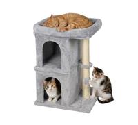 Árbol rascador Relaxdays, con 2 Cuevas & Juguete, sisal, con Cama, (Al x An x Fon) 71 x 50 x 41 cm, Suave, Gris Claro