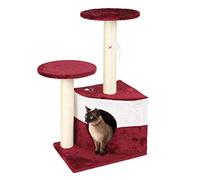 Árbol rascador Rojo 71cm para Gatos con Plataforma Cueva Poste sisal rascador