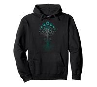 Árbol Sagrado y Lunas Arte Pagano Nórdico Espiritual Sudadera con Capucha
