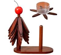 Árbol salvamanteles de madera - Puerta plegable aislante | Con soporte y puerta de tela estética, para cuencos, tazas y teteras sobre mesa de comedor y encimera de cocina