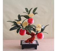 Árbol simulado Fortuna Jade Jade Fairy Peach Money Tree Feng Shui Ornament por traer Riqueza Suerte Feng Shui Bonsai Decoración para la Oficina en el hogar Árbol de simulación