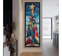 Árbol solitario, lienzo estrecho para pared, impresión vertical en lienzo, decoración alta y delgada, pósteres de decoración rústica vintage para el hogar estilo granja (50x150cm/marco interior)