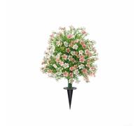 Árbol topiario de boj artificial, 60 x 40 cm, estaca para el suelo del jardín al aire libre, resistente a los rayos UV, decoración para todo tipo de clima, bajo mantenimiento (rosa y blanco)