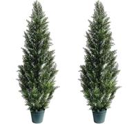 Árbol topiario de Cedro Artificial premaceta de 4 pies para Interiores y Exteriores (Paquete de 2)