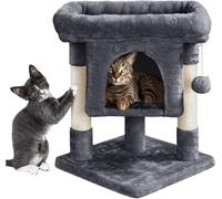Árbol trepador para Gatos Torre de condominio de árbol para Gatos de 2 Niveles con Percha de Felpa, rascador de Torre para Gatos Gris Oscuro para Gatos Árbol trepador para Gatos Cat Tree Vision