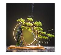 Árboles Artificiales Árbol Bonsái Artificial Decoración de Escritorio Plantas de Rocalla y Luces LED Plantas Verdes Artificiales de Interior Realistas Adecuadas para Sala de Estar Oficina Plantas en