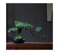 Árboles Artificiales De Bonsái Falso De 24 Cm, Pequeño Pino Bonsái Artificial Con Tronco Realista, Decoración De Plantas Falsas, Para Exhibición De Escritorio, Con Macetas De Cerámica Negras, Pino Si